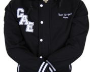 Centre Of Adult Education Custom Made Hooded Varsity Jacket 1Front