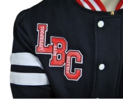 Liverpool Boys College Exodus Baseball Jacket leather look applique school initials