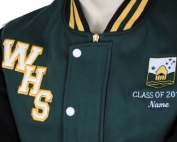 Windsor High School Exodus Baseball Jacket front details