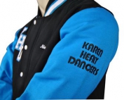 karen healy dancers exodus baseball jacket embroidered text on sleeve