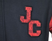 the justice crew baseball jacket applique letters