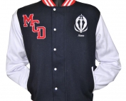 the mcdonald college exodus baseball jacket front