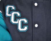 calvary christian college exodus baseball jacket school initials satin applique
