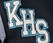 kiera high school exodus baseball jackets school initials leather look applique